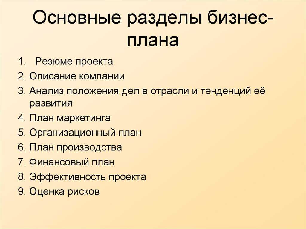 Бизнес-планирование, создание бизнес-плана, основные разделы