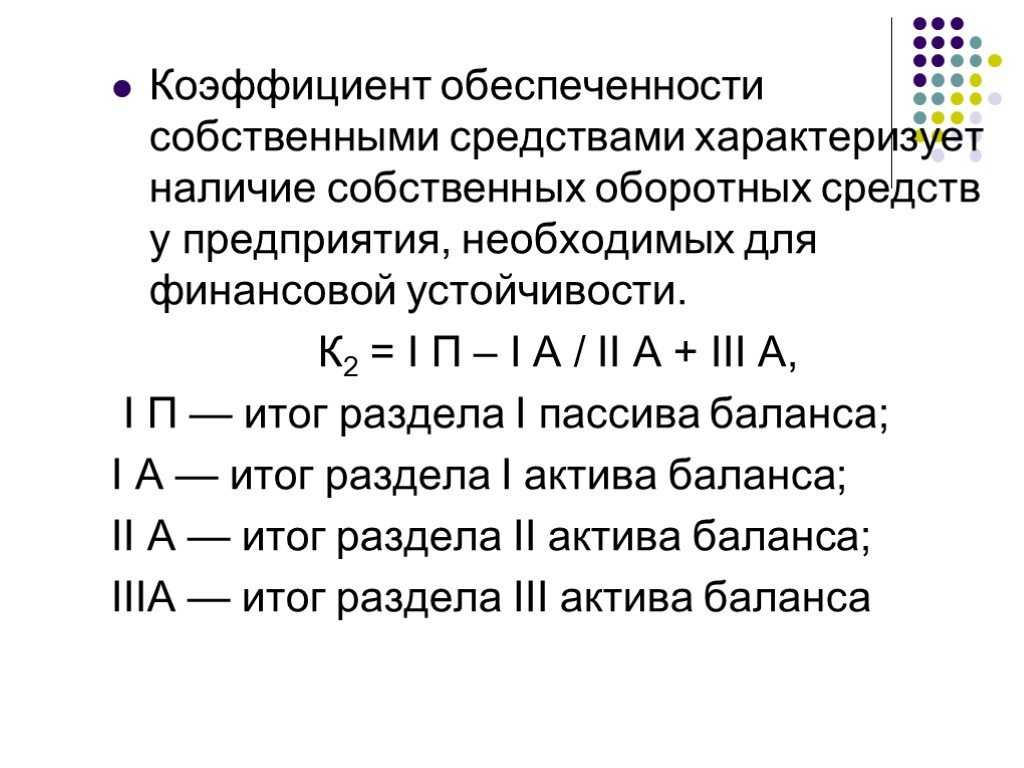 Коэффициент обеспеченности собственными источниками финансирования
