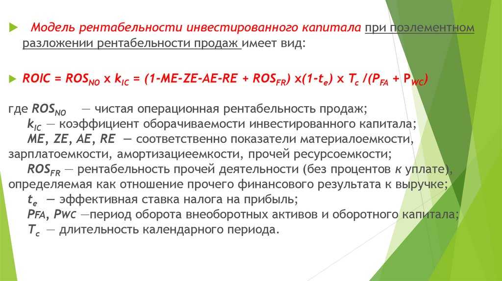 Рентабельность инвестиций