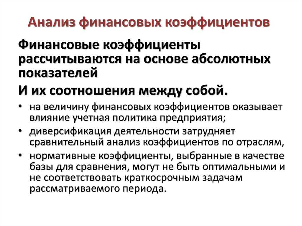 Коэффициенты финансового анализа предприятия