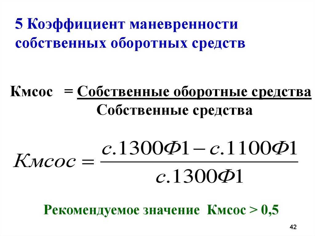 Коэффициент обеспеченности собственными средствами. финансовые коэффициенты