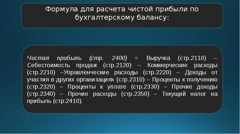 Расчет чистой прибыли по формуле с примерами